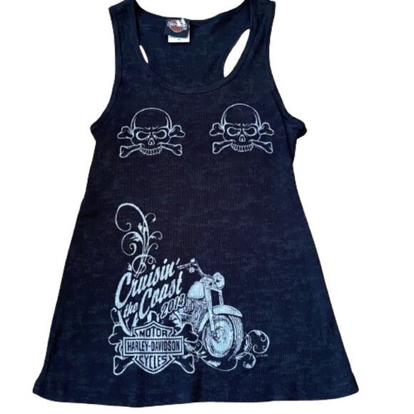 Rare Harley Davidson Myrtle Beach  skull fitted tank top - Picture 8 of 10